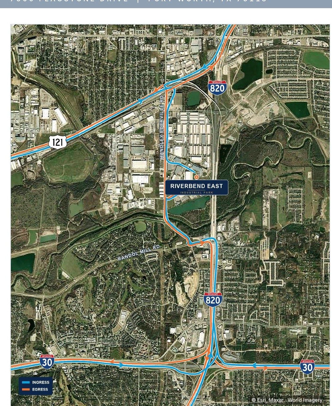Riverbend East Industrial Park — ingress/egress and regional access map